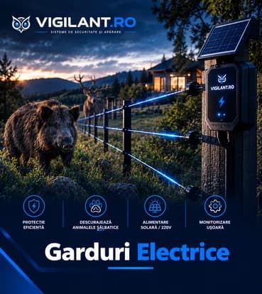Gard electric cu panou solar care protejează o proprietate de animale sălbatice