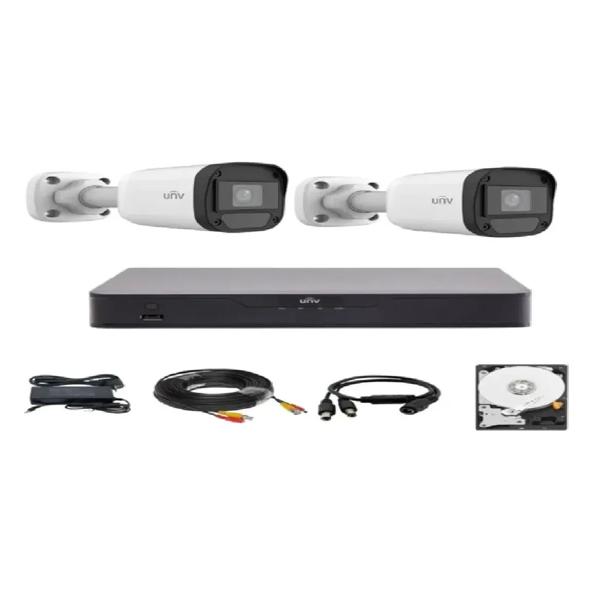Sistem de supraveghere Uniview cu 2 camere 5 Megapixeli, Infrarosu 20M