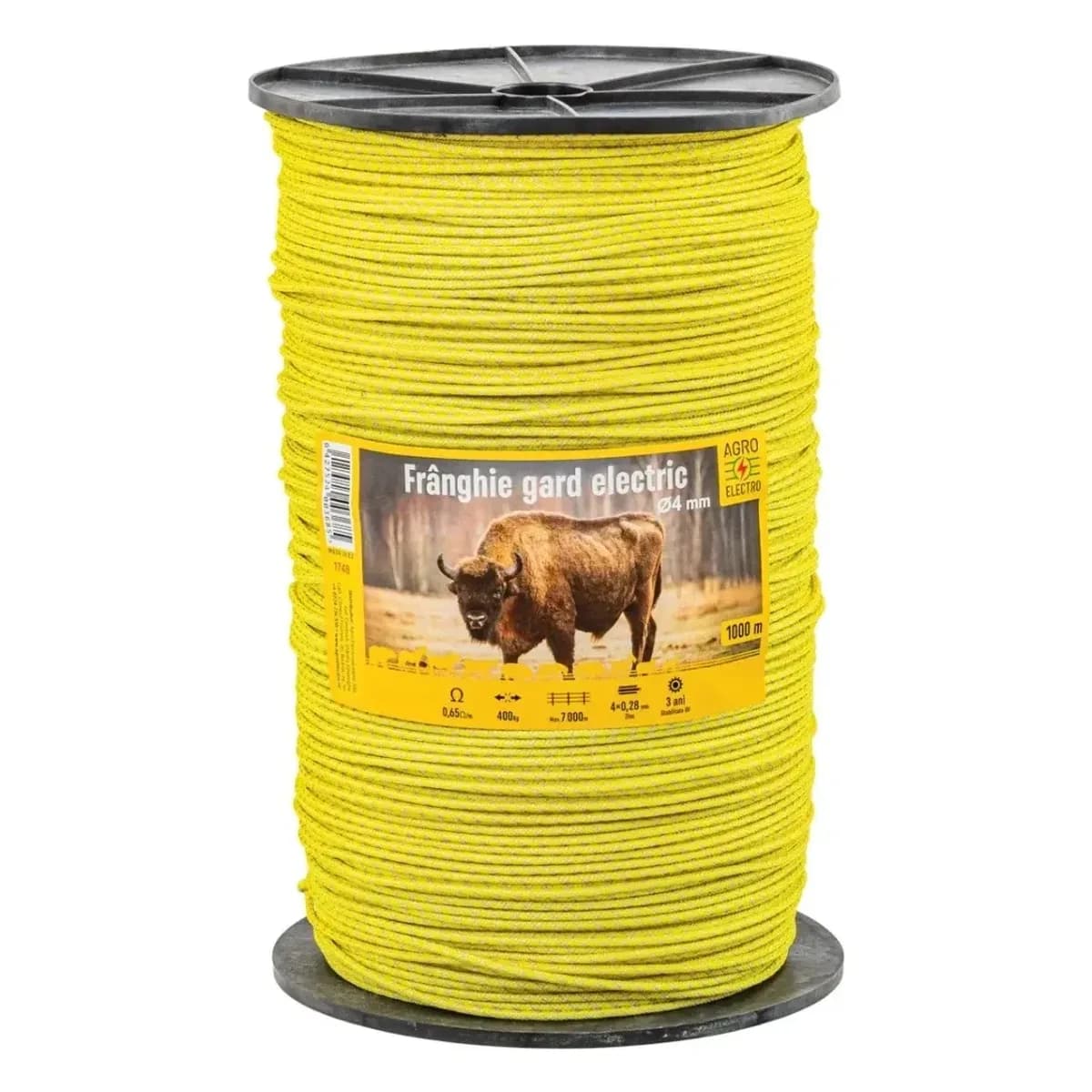 Frânghie gard electric țesută 1000 m, 400 kg, 0,65 Ω/m