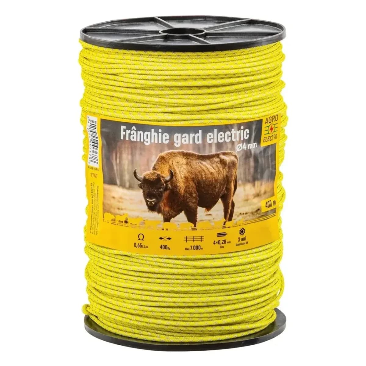 Frânghie gard electric țesută 400 m, 400 kg, 0,65 Ω/m