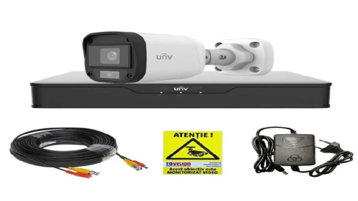 Kit supraveghere Uniview, 1 mini camera de exterior, ColorHunter, 5MP 2K+