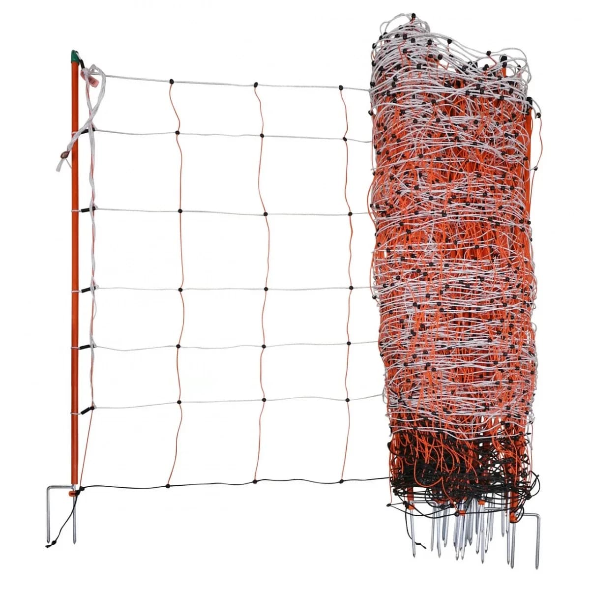 Plasă gard electric 50 m × 90 cm, portocalie, cu stâlpi