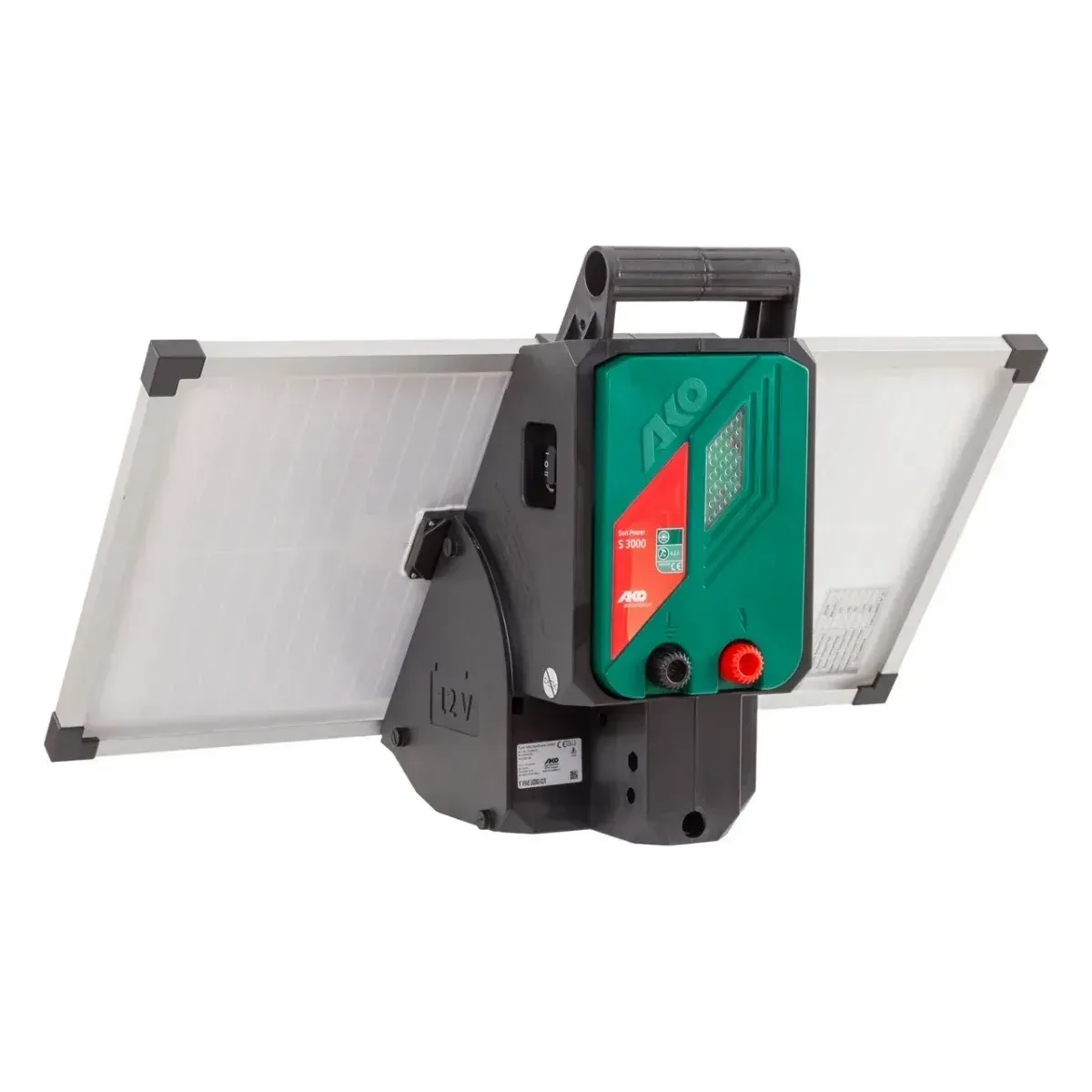 Sistem gard electric AKO S 3000 cu panou solar și acumulator, 3 J